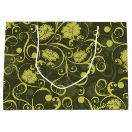 Zwarte en groene Natuur geïllustreerd Floral Patte Groot Cadeauzakje