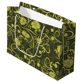 Zwarte en groene Natuur geïllustreerd Floral Patte Groot Cadeauzakje