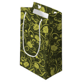 Zwarte en groene Natuur geïllustreerd Floral Patte Klein Cadeauzakje