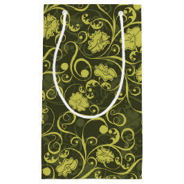 Zwarte en groene Natuur geïllustreerd Floral Patte Klein Cadeauzakje