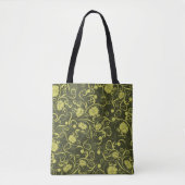 Zwarte en groene Natuur geïllustreerd Floral Patte Tote Bag (Voorkant)