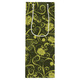 Zwarte en groene Natuur geïllustreerd Floral Patte Wijn Cadeautas