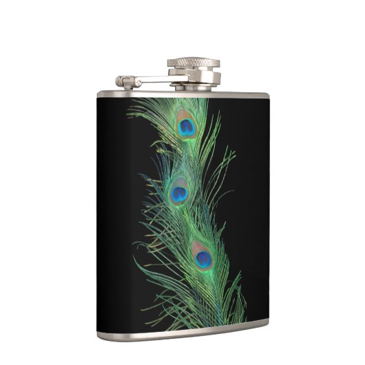 Zwarte en groene Peacock-veren Heupfles (Rechts)