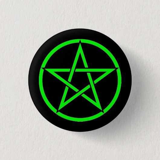 Zwarte en groene Pentacle Pentagram Button Badge (Voorkant)