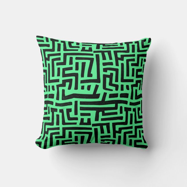 Zwarte en groene Pop Kunstmaze Patroon Kussen (Voorkant)