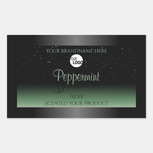 Zwarte en groene productlabels Zachte glitter-Logo Rechthoekige Sticker (Voorkant)