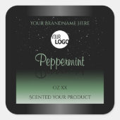 Zwarte en groene productlabels Zachte glitter-Logo Vierkante Sticker (Voorkant)