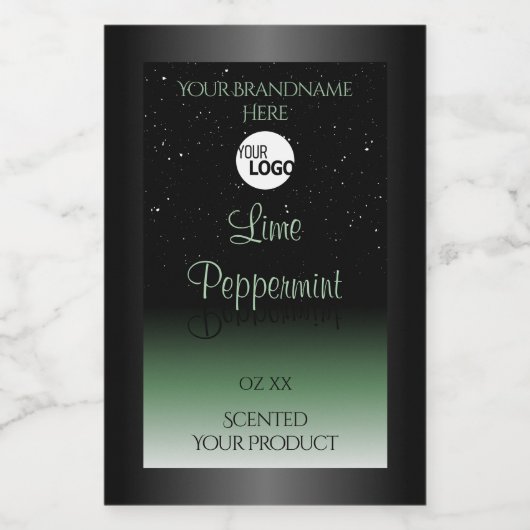 Zwarte en groene productlabels Zachte glitter-Logo Voedselcontainer Etiket (Enkel label)