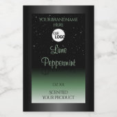 Zwarte en groene productlabels Zachte glitterslogo Voedselcontainer Etiket (Enkel label)