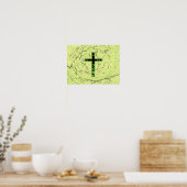 ZWARTE EN GROENE RUIMTE MET MARBLE ACHTERGROND POSTER (Keuken)