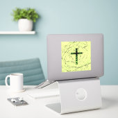 ZWARTE EN GROENE RUIMTE MET MARBLE ACHTERGROND STICKER (Laptop op bureau)