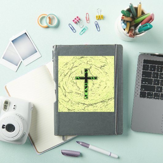ZWARTE EN GROENE RUIMTE MET MARBLE ACHTERGROND STICKER (iPad Cover)