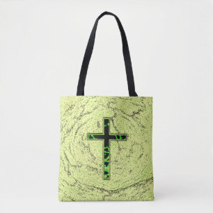 ZWARTE EN GROENE RUIMTE MET MARBLE ACHTERGROND TOTE BAG