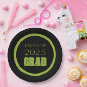 Zwarte en groene School Kleuren Afstuderen Papieren Bordje (Feest)