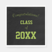 Zwarte en groene School Kleuren Afstuderen Servet (Voorkant)