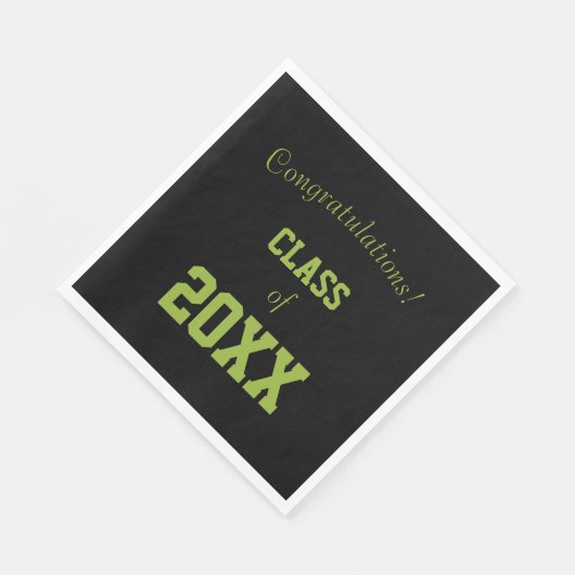 Zwarte en groene School Kleuren Afstuderen Servet (Hoek)