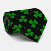 Zwarte en groene Sint Patrick's Day Shamrock Patte Stropdas (Opgerold)