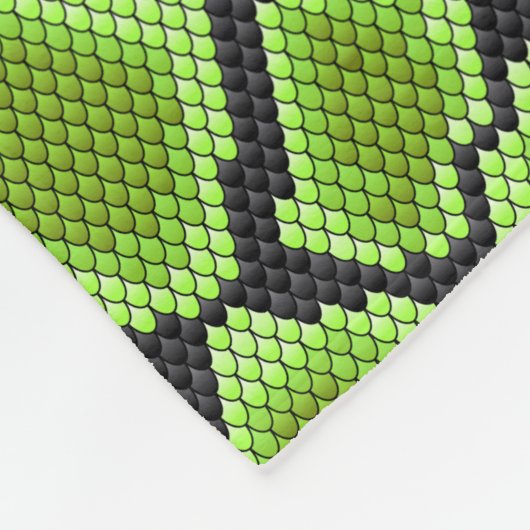 Zwarte en groene snakeskin fleece deken (Hoek)