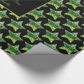 Zwarte en groene sterren Pattern kerst Elegant Cadeaupapier (Hoek)