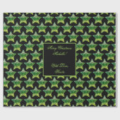 Zwarte en groene sterren Pattern kerst Elegant Cadeaupapier (Vlak)
