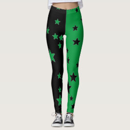 Zwarte en groene sterrenleggings leggings