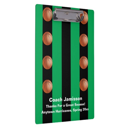Zwarte en groene streep, Basketball Coach, naam Klembord (Rechts)