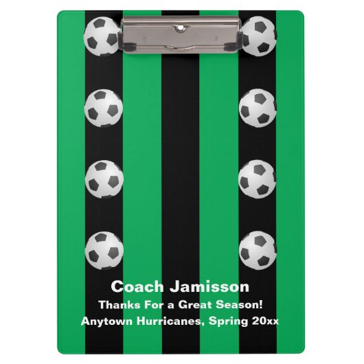 Zwarte en groene streep, bedankt Voetbal coach Klembord (Voorkant)