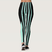 Zwarte en groene strepen Leggings (Achterkant)