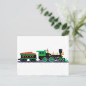 Zwarte en groene trein briefkaart (Staand voorkant)