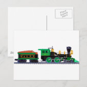 Zwarte en groene trein briefkaart (Voorkant / Achterkant)