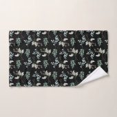 Zwarte en groene trendy botanische bladeren bad handdoek (Handdoek)