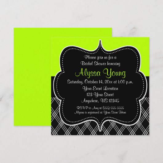 Zwarte en groene uitnodiging (Voorkant / Achterkant)