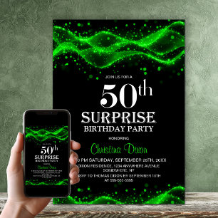 Zwarte en groene verrassingsfeest 50ste verjaardag kaart