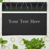 Zwarte en groene wijnfles Bar of keukenhanddoek (Gevouwen)