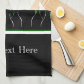 Zwarte en groene wijnfles Bar of keukenhanddoek (Quarter Fold)
