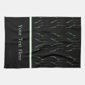 Zwarte en groene wijnfles Bar of keukenhanddoek (Horizontaal)