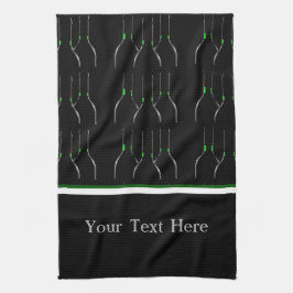 Zwarte en groene wijnfles Bar of keukenhanddoek