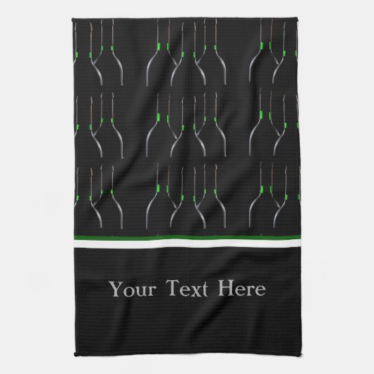 Zwarte en groene wijnfles Bar of keukenhanddoek (Verticaal)
