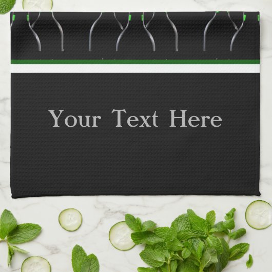 Zwarte en groene wijnflesbalk of keukenhanddoek (Gevouwen)