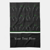 Zwarte en groene wijnflesbalk of keukenhanddoek (Verticaal)