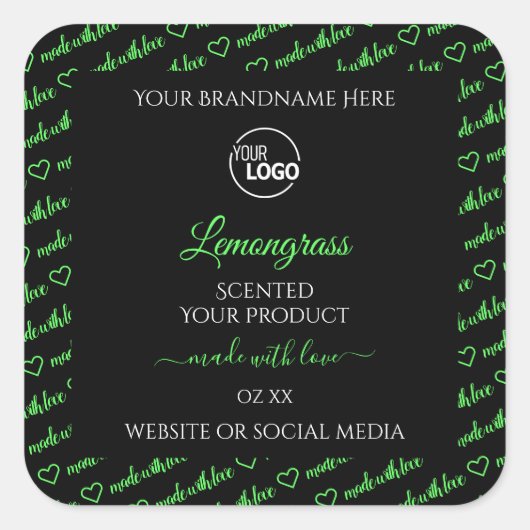 Zwarte en groene Word Cloud Product Labels toevoeg (Voorkant)