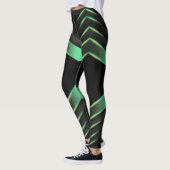 Zwarte en groene zigzag/chevron design leggings (Links)