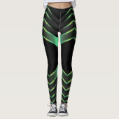 Zwarte en groene zigzag/chevron design leggings (Voorkant)