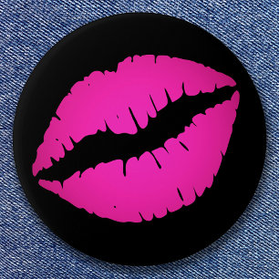 Zwarte en hete roze ombre kus ronde button 7,6 cm