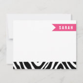 Zwarte en Hot Pink Zebra Stripes Flat Note Cards Notitiekaartje (Voorkant)