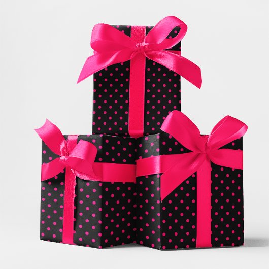 Zwarte en hot-roze kleine pooldop cadeaupapier