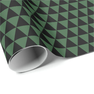 Zwarte en Hunter groene driehoeken Cadeaupapier