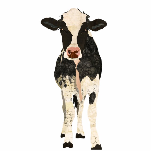 Zwarte en ivoren koeienvanger staand fotobeeldje  (Voorkant)