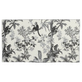 Zwarte en ivoren tropische apen Toile de Jouy Kussensloop (Voorkant-Links)