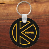 Zwarte en Kansas City Chiefs Gold initiaal letter  Sleutelhanger (Voorkant)